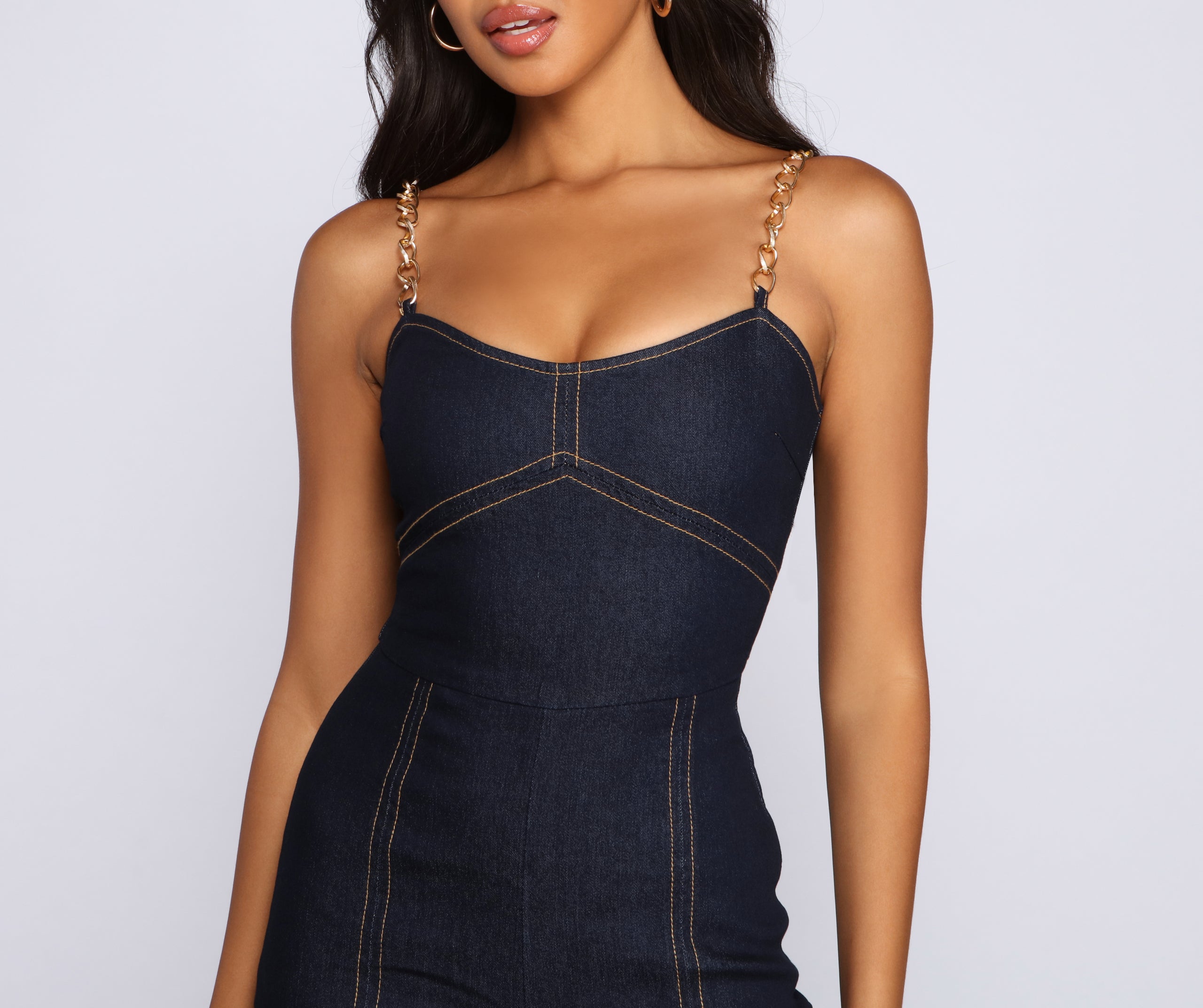 Retro Style Moment Denim Jumpsuit - Image 3