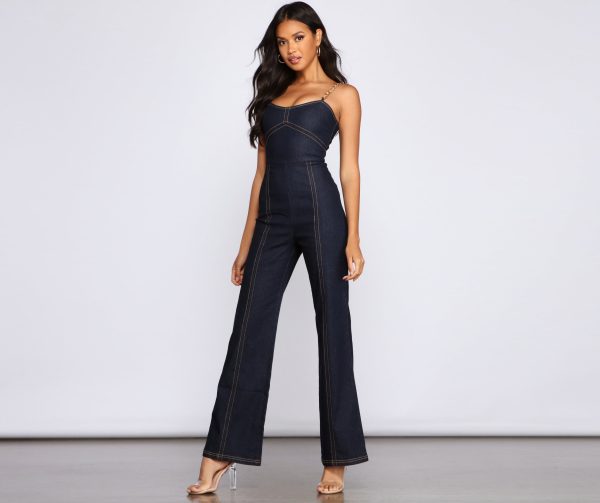 Retro Style Moment Denim Jumpsuit - Image 4