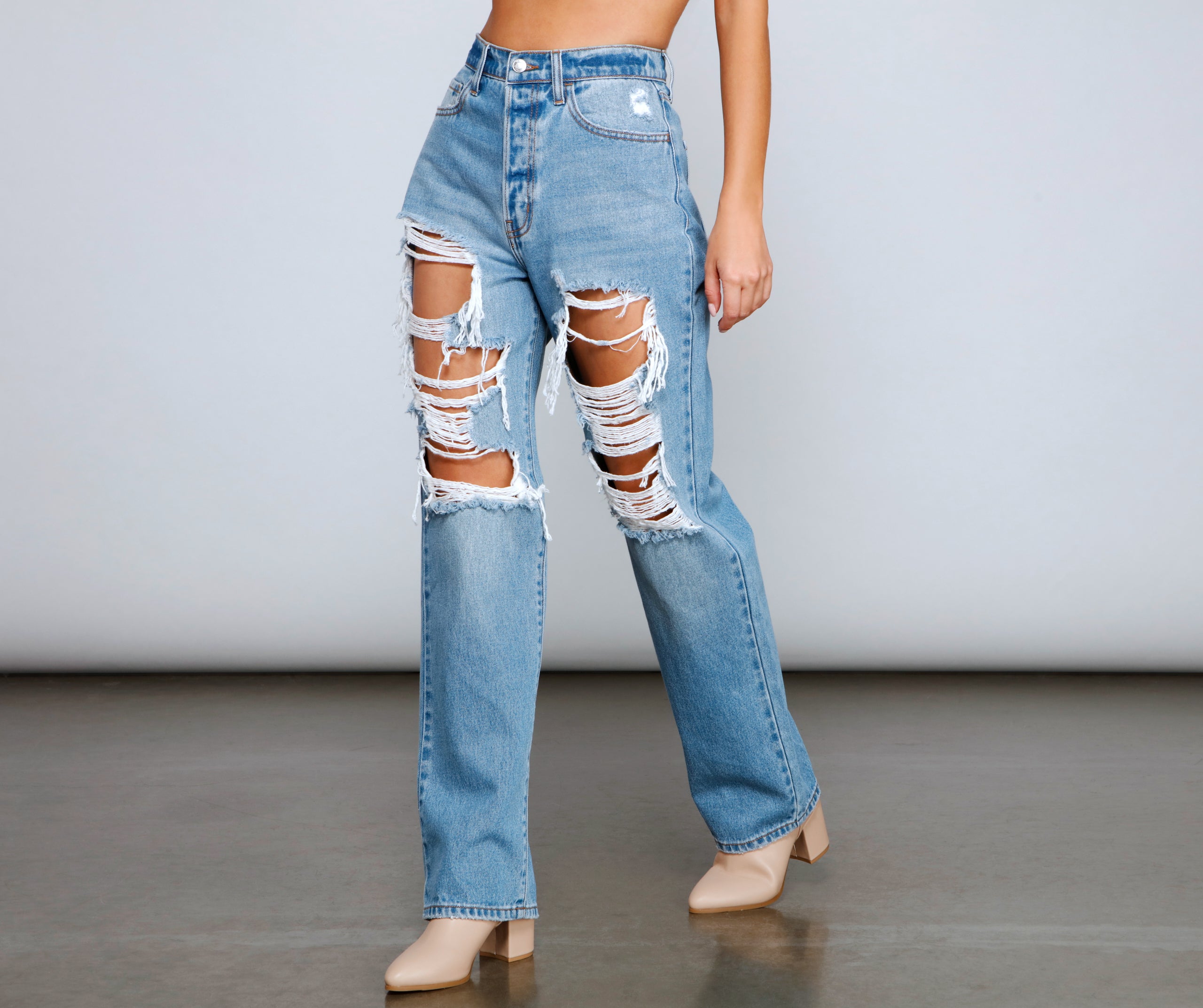 So Extra High Rise Destructed Boyfriend Jeans - Image 4