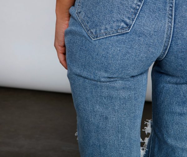 Rebel Chic High Rise Destructed Mom Jeans - Image 5