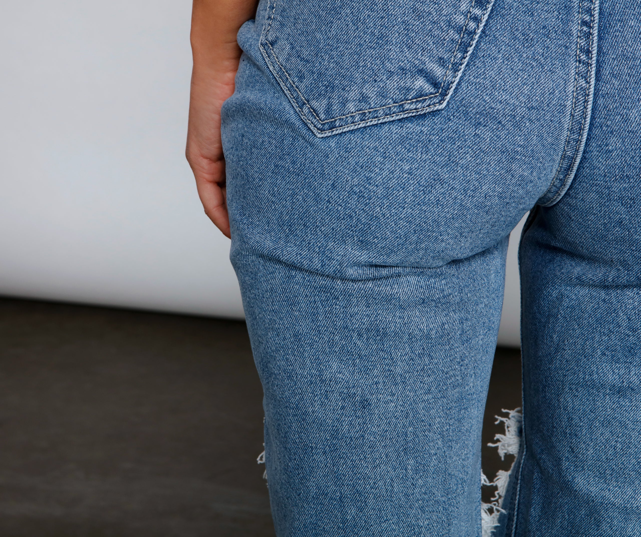 Rebel Chic High Rise Destructed Mom Jeans - Image 5