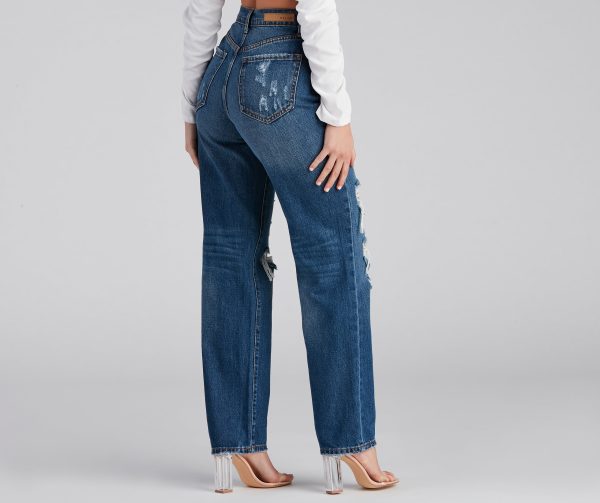 Gotta Be Chic High Rise Destructed Mom Jeans - Image 3