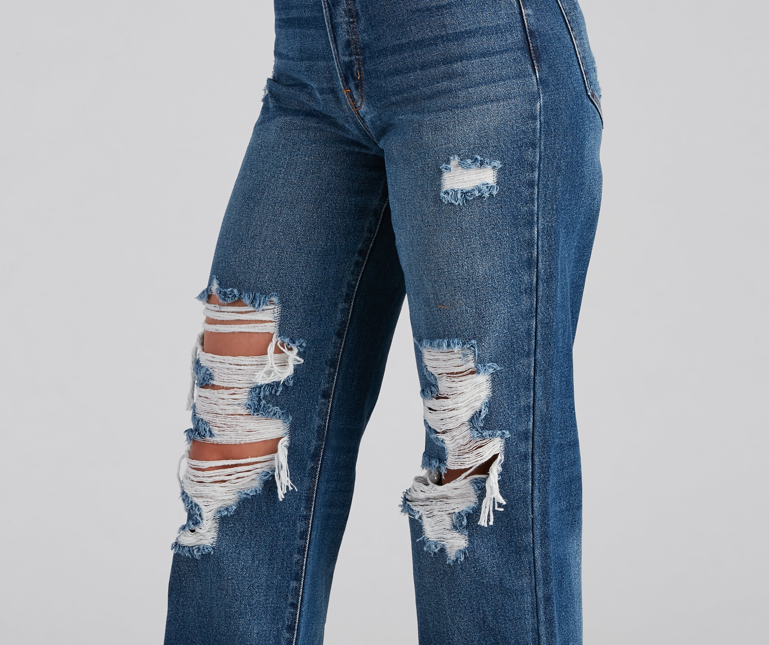 Gotta Be Chic High Rise Destructed Mom Jeans - Image 4