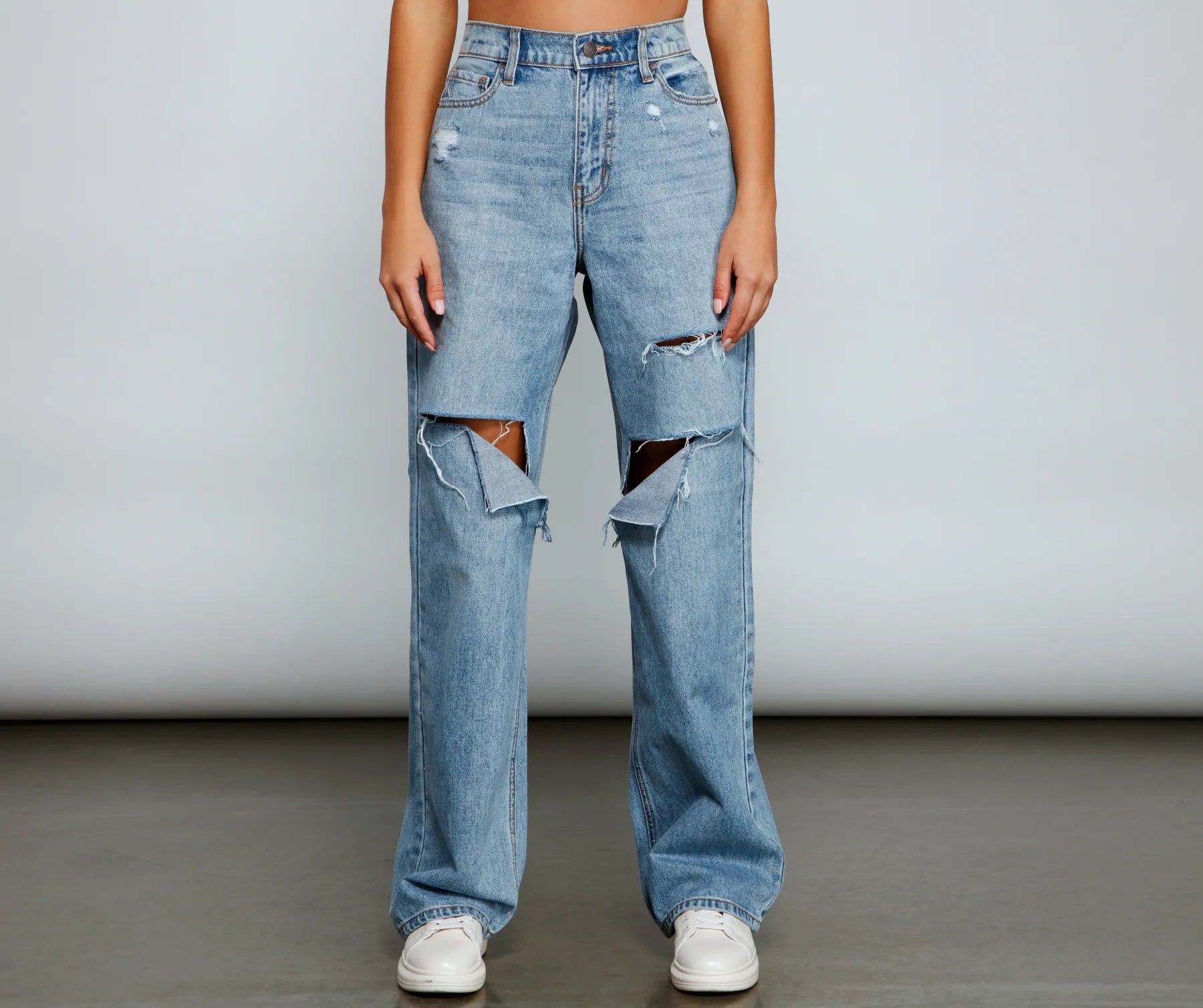Throwback Vibes High-Rise Destroyed Boyfriend Jeans - Image 2