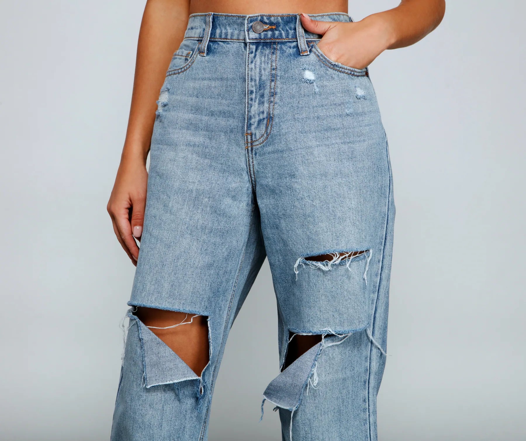 Throwback Vibes High-Rise Destroyed Boyfriend Jeans - Image 3