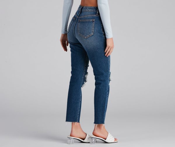 High-Rise Destructed Ankle Jeans - Image 2