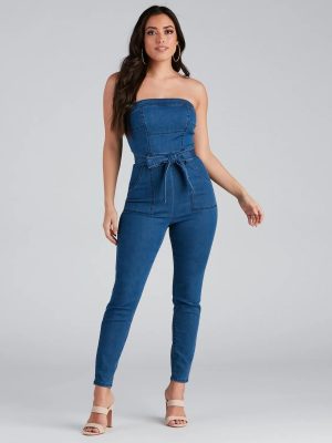 Retro Style Moves Denim Catsuit