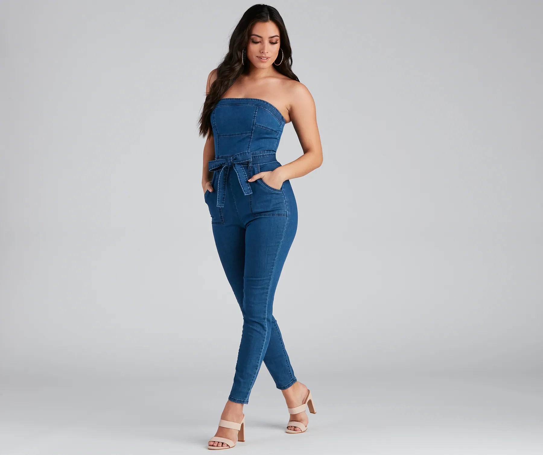 Retro Style Moves Denim Catsuit - Image 3