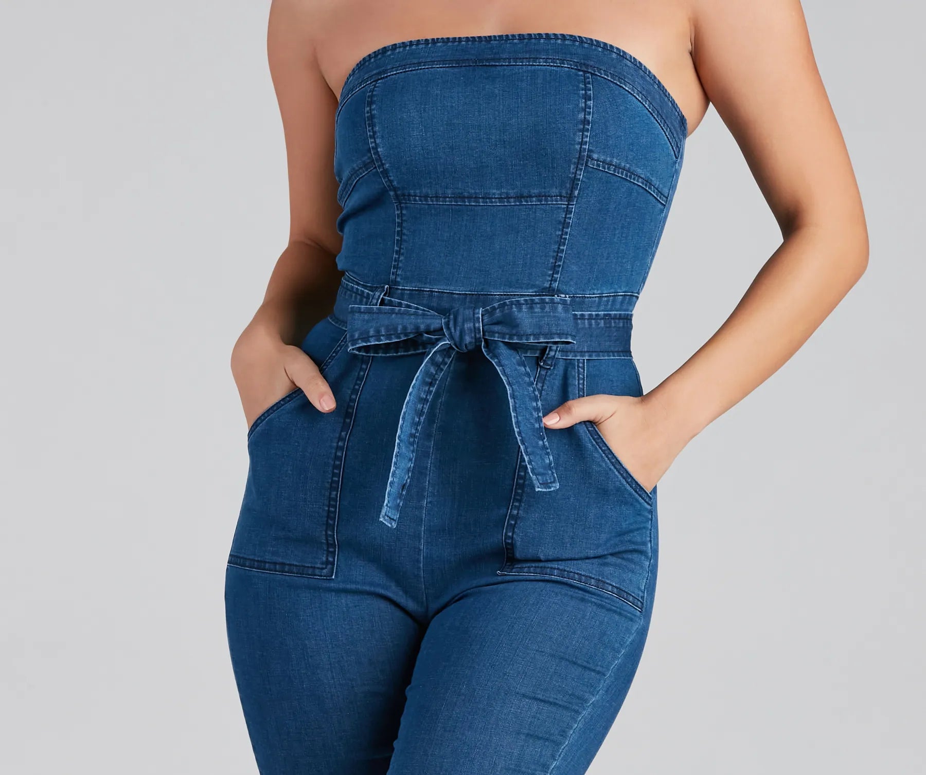 Retro Style Moves Denim Catsuit - Image 4