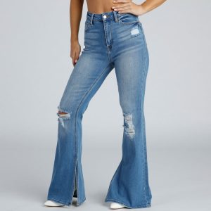 Total Flare High-Rise Distressed Jeans