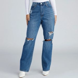 Classic Casual Distressed Boyfriend Jeans