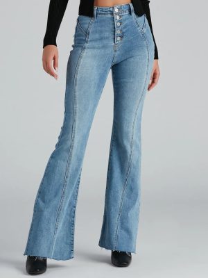 High-Rise Flared Straight-Leg Jeans