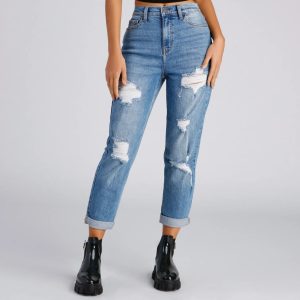 Raise The Bar High Rise Mom Jeans