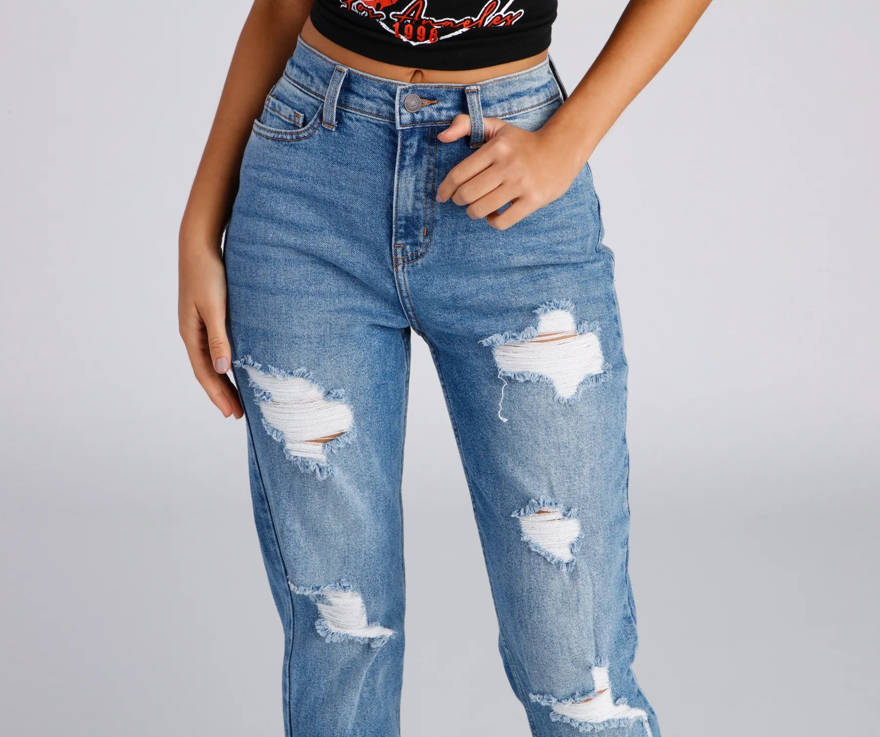 Raise The Bar High Rise Mom Jeans - Image 4