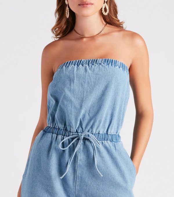 Fit Check Strapless Denim Jogger Jumpsuit - Image 4