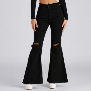 Fashion Distress High-Rise Flared Jeans