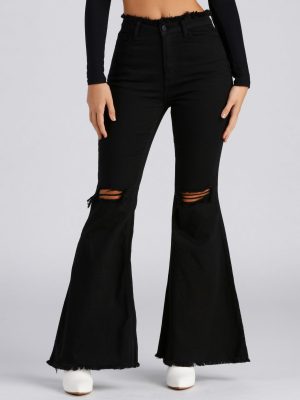 Fashion Distress High-Rise Flared Jeans