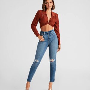 Taylor High Rise Skinny Distressed Jeans By Windsor Denim