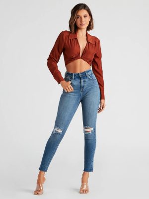 Taylor High Rise Skinny Distressed Jeans By Windsor Denim