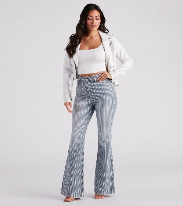 Bri High-Rise Pinstripe Flare Jeans By Windsor Denim - Image 2
