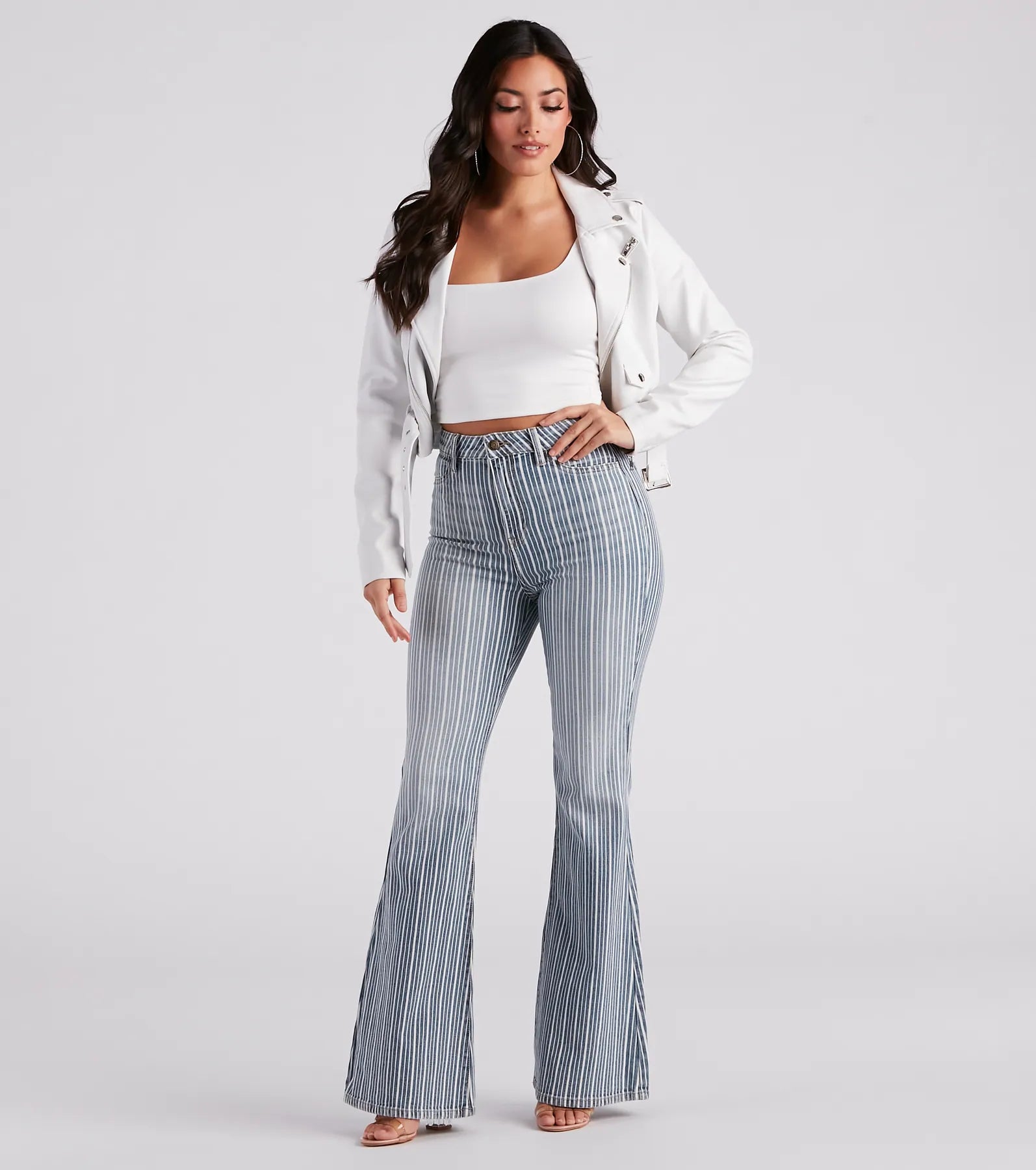 Bri High-Rise Pinstripe Flare Jeans By Windsor Denim - Image 2
