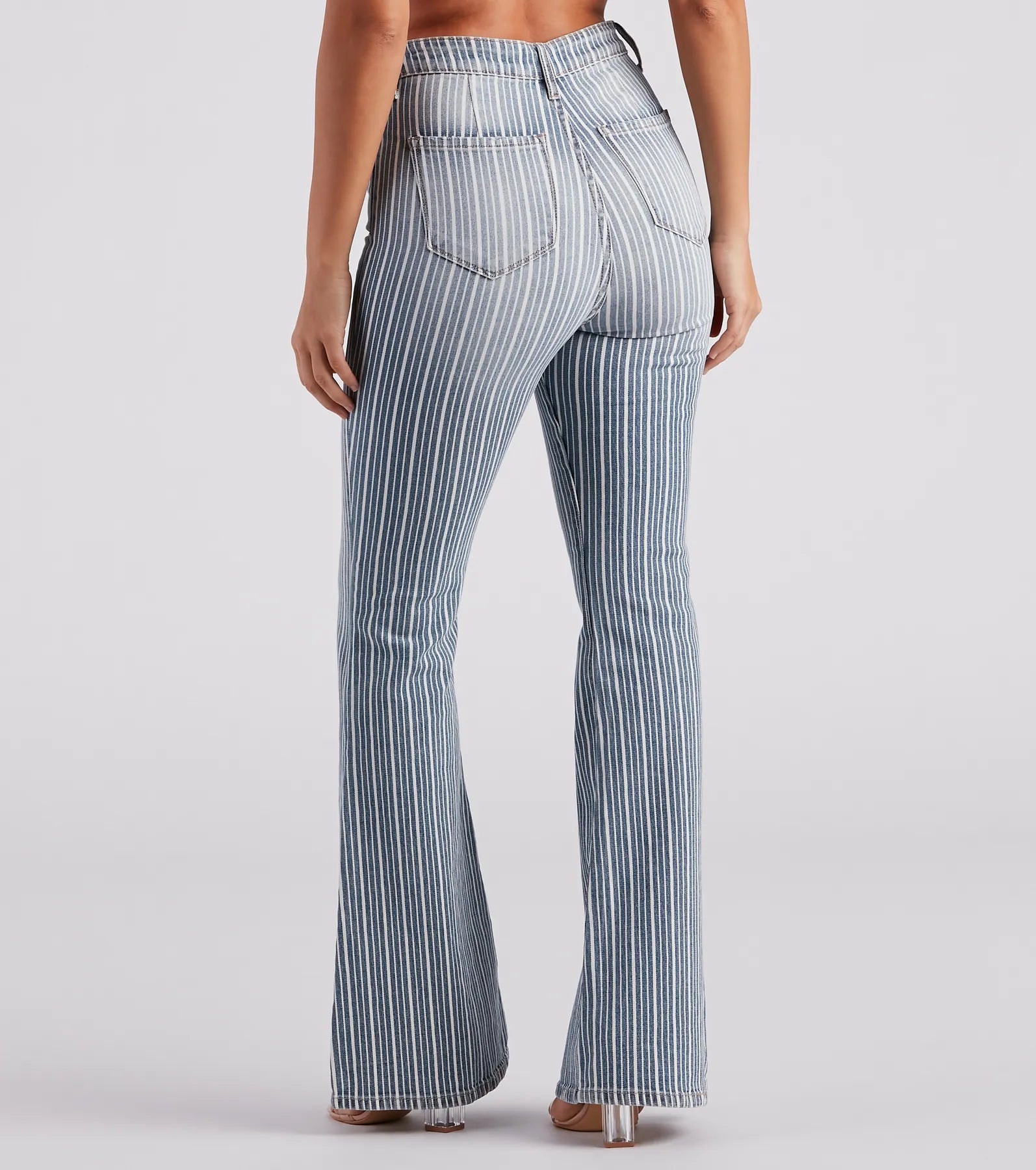 Bri High-Rise Pinstripe Flare Jeans By Windsor Denim - Image 3