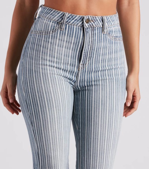 Bri High-Rise Pinstripe Flare Jeans By Windsor Denim - Image 4