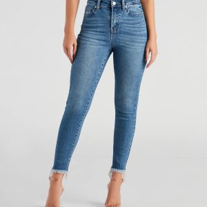 Harper Mid-Rise Frayed Skinny Jeans by Windsor Denim