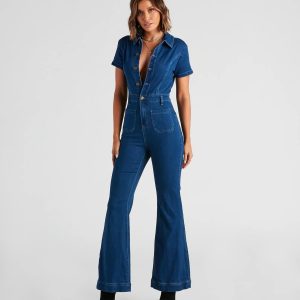 Gimme The Flare Denim Jumpsuit