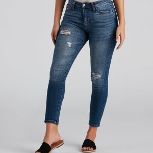 Hit The Jackpot Mid Rise Skinny Jeans