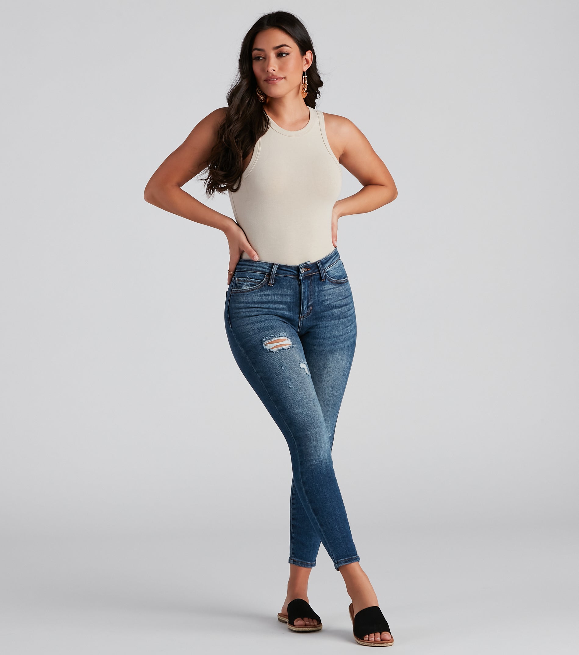 Hit The Jackpot Mid Rise Skinny Jeans - Image 2
