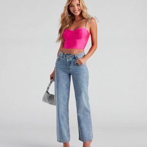 Mid Rise Straight Leg Denim Jeans