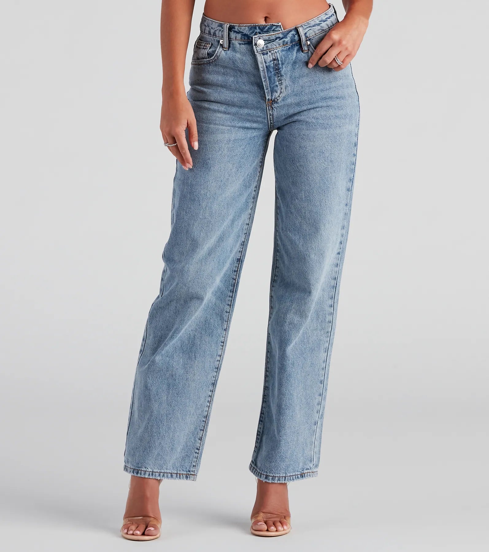 Mid Rise Straight Leg Denim Jeans - Image 2