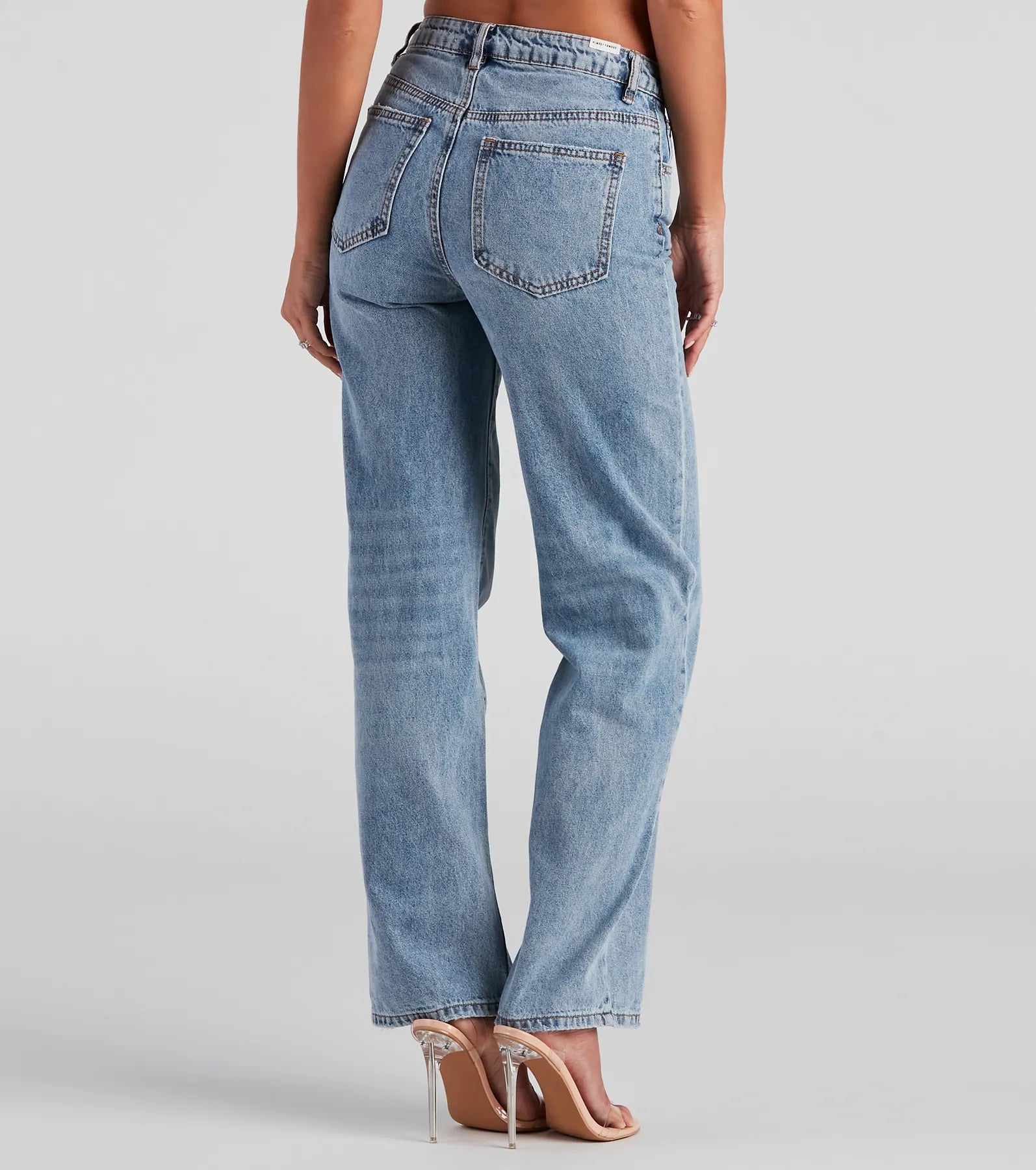 Mid Rise Straight Leg Denim Jeans - Image 3