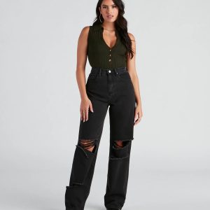 Effortless Edge Wide-Leg Denim Jeans