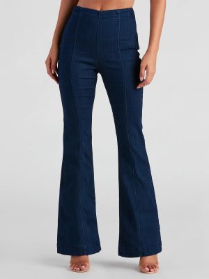 Slay In High-Rise Flare Denim Pants