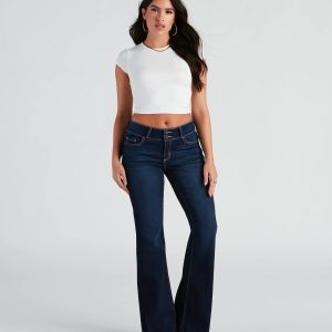 Drop It Low Mid Rise Flare Denim Jeans