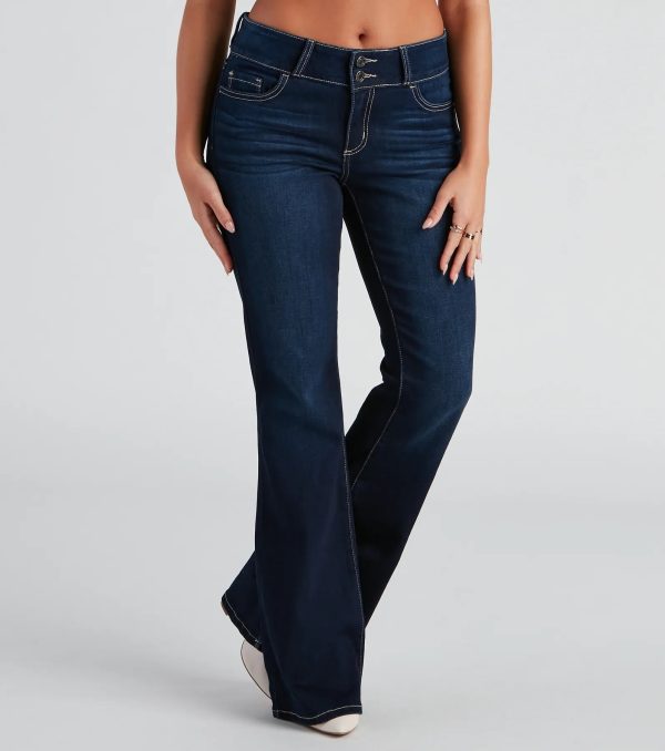Drop It Low Mid Rise Flare Denim Jeans - Image 2