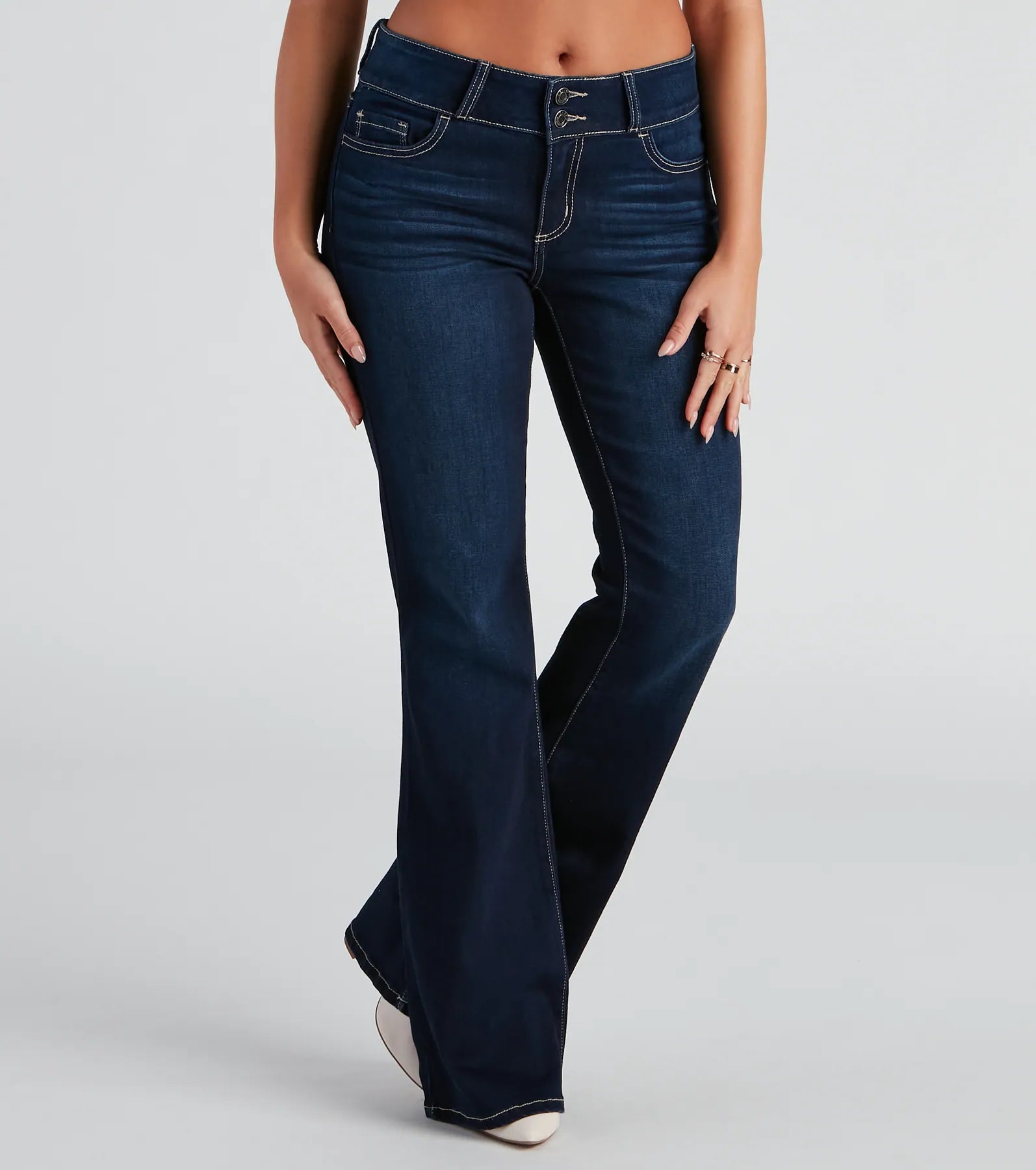 Drop It Low Mid Rise Flare Denim Jeans - Image 2