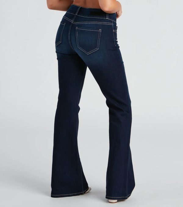 Drop It Low Mid Rise Flare Denim Jeans - Image 3