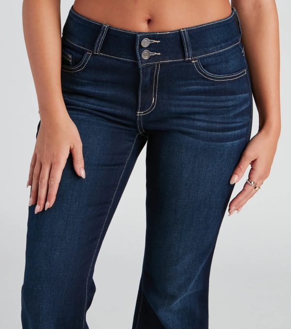Drop It Low Mid Rise Flare Denim Jeans - Image 4