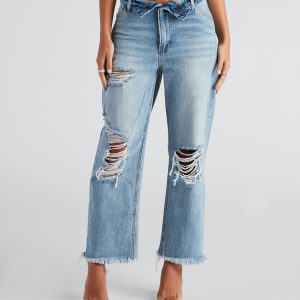Flip The Switch Low-Rise Straight Leg Denim Jeans