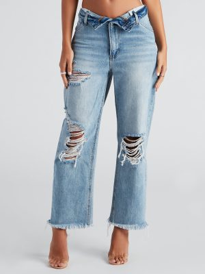 Flip The Switch Low-Rise Straight Leg Denim Jeans