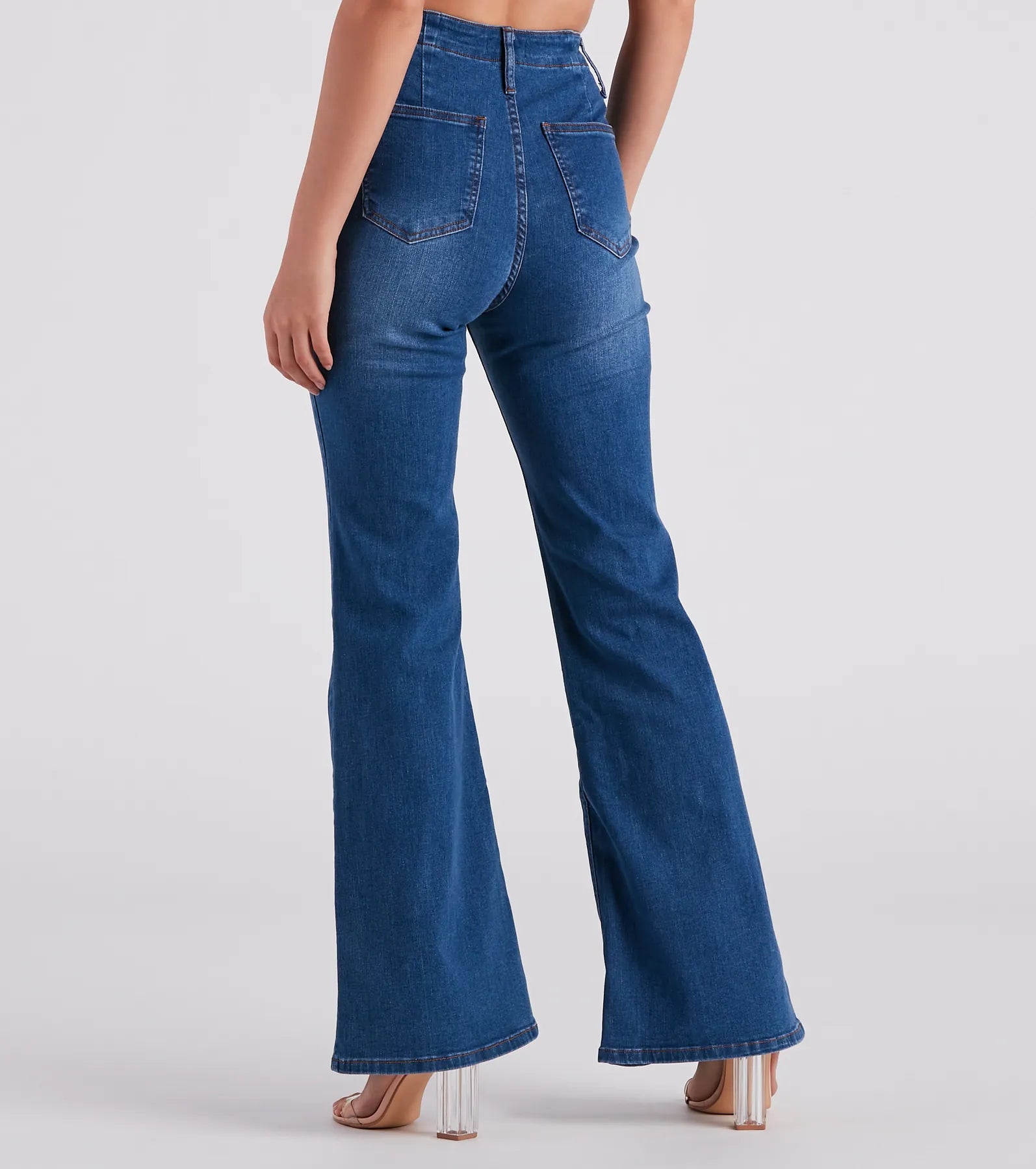 Bri High-Rise Lace-Up Flare Jeans By Windsor Denim - Image 2