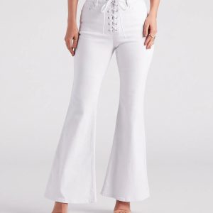 Bri High-Rise Lace-Up Flare Jeans By Windsor Denim
