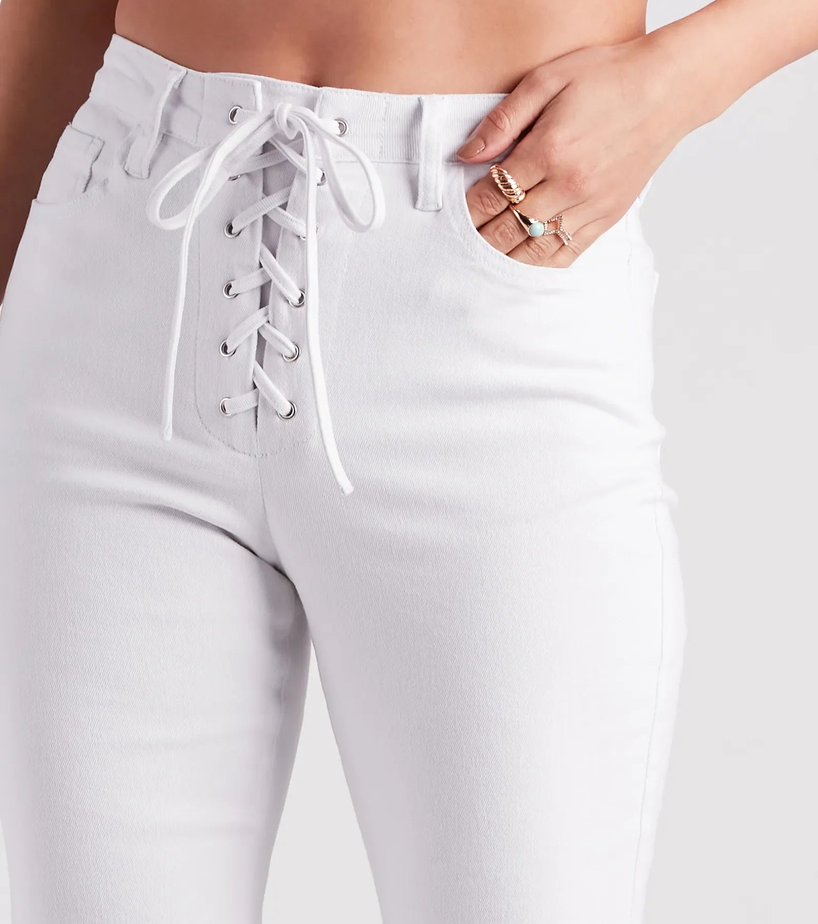 Bri High-Rise Lace-Up Flare Jeans By Windsor Denim - Image 4