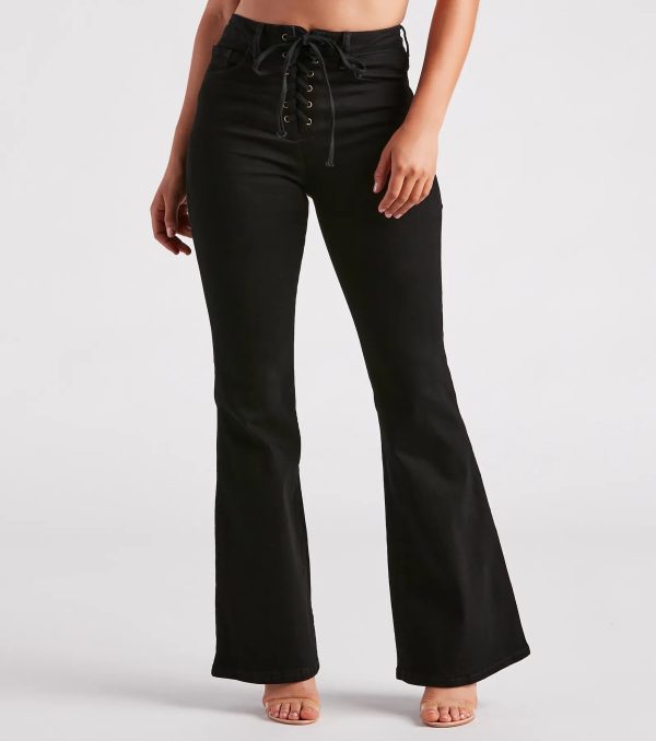 Bri High-Rise Lace-Up Flare Jeans By Windsor Denim - Image 5