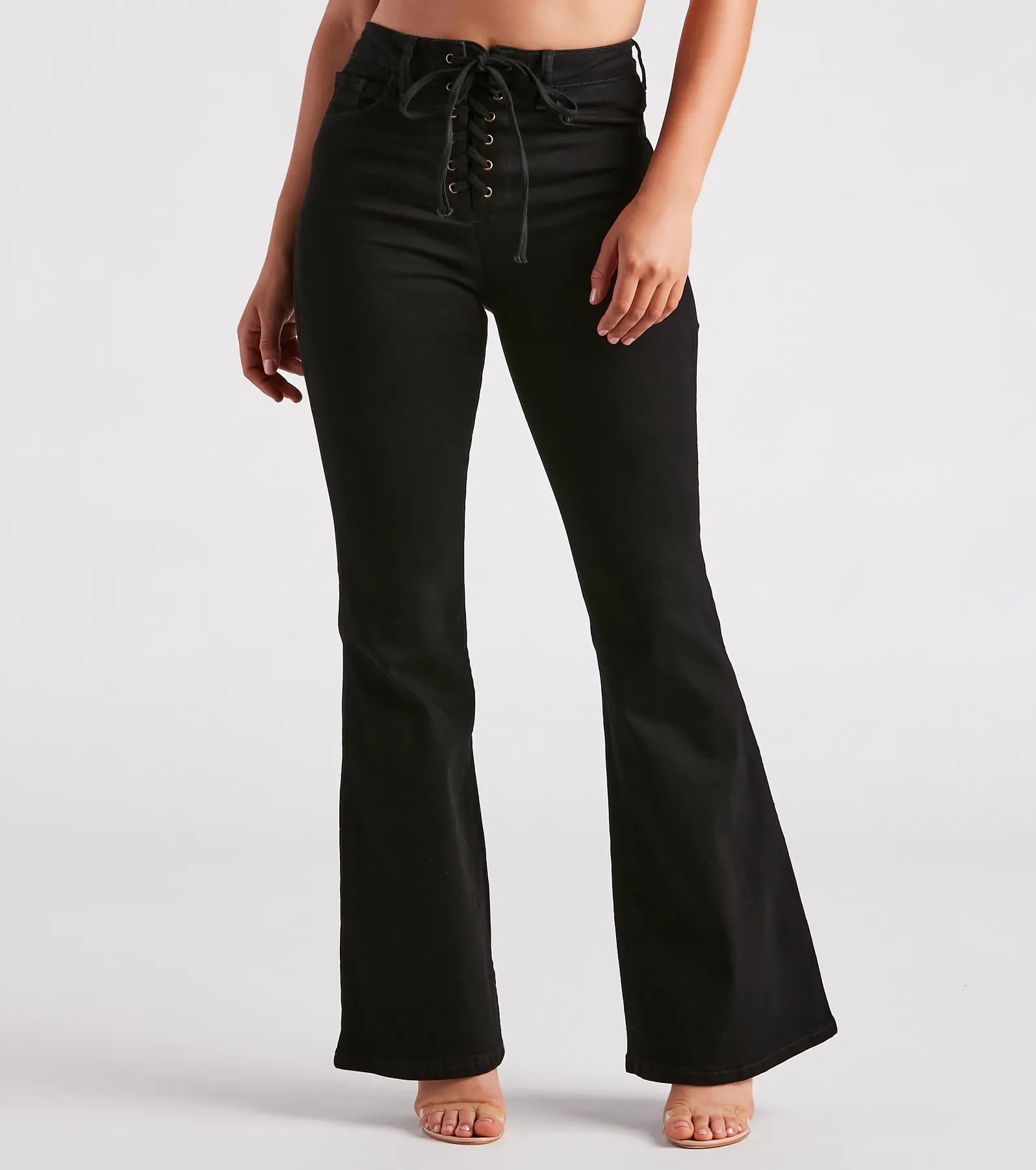 Bri High-Rise Lace-Up Flare Jeans By Windsor Denim - Image 5