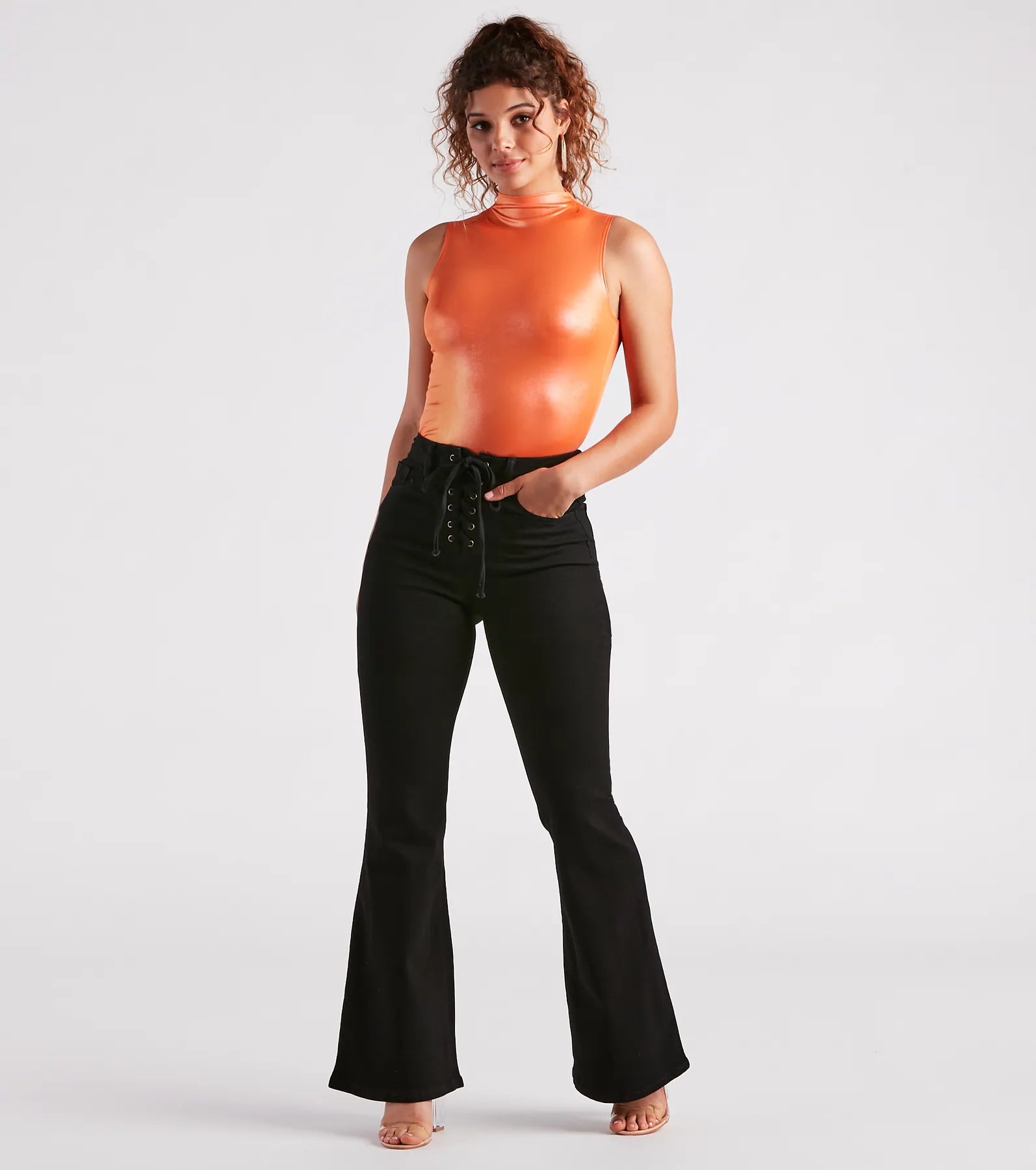 Bri High-Rise Lace-Up Flare Jeans By Windsor Denim - Image 6