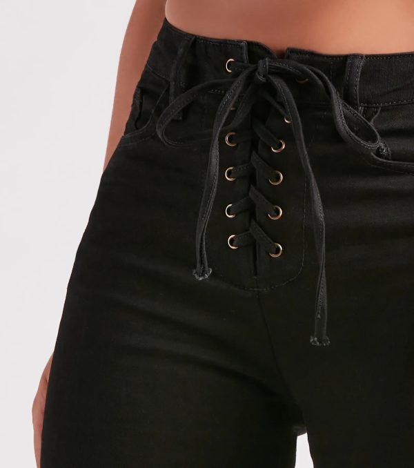 Bri High-Rise Lace-Up Flare Jeans By Windsor Denim - Image 8